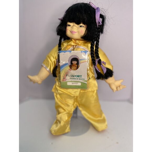 Asian Girl Doll 14" With Stand Passport of the Kingdom of Heaven Collectible - Picture 10 of 10